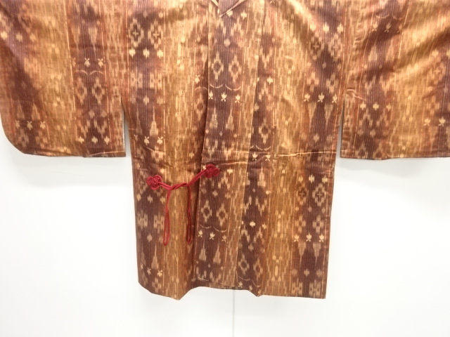 絣柄織り出し手織り紬道中着